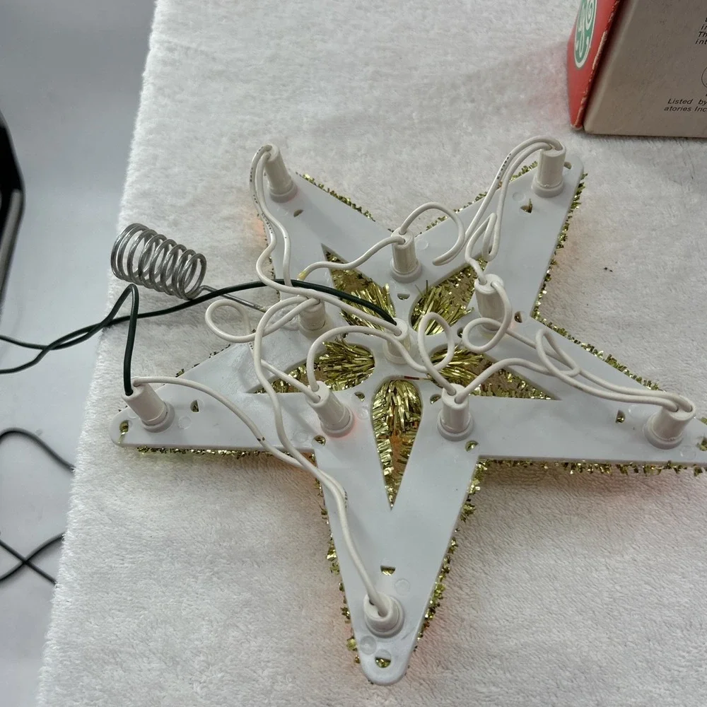 Vintage Christmas Decor Star Tree Top Light Up Topper Works Multi Lights Retro